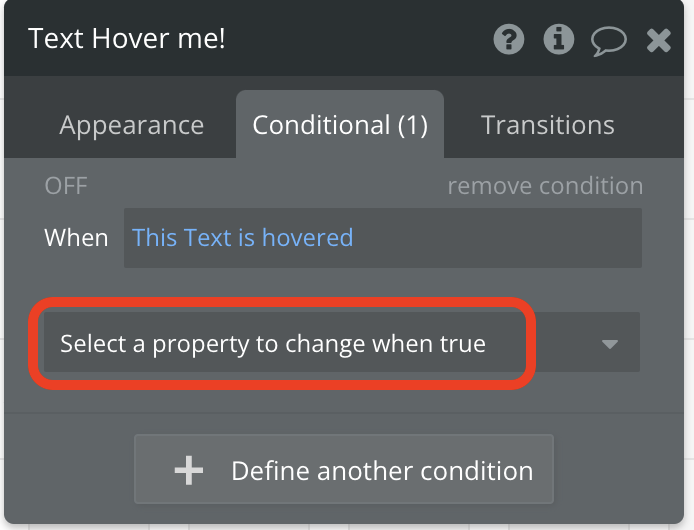 Select a property to change when true